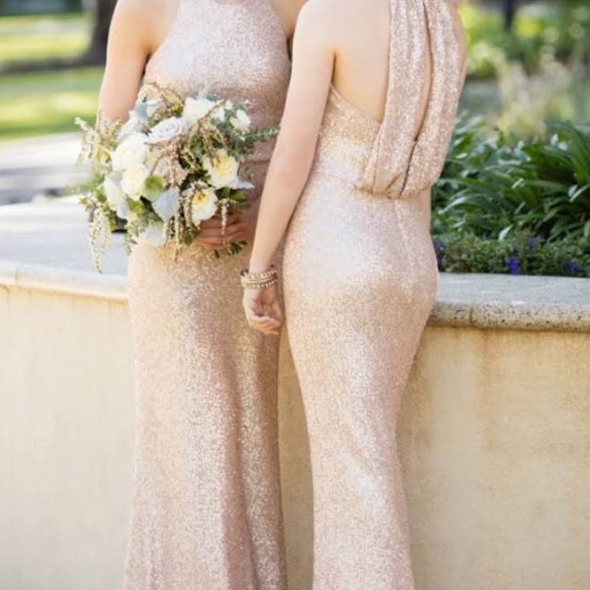 Sorilla Vita High Neck Gold Sequin Floor Length